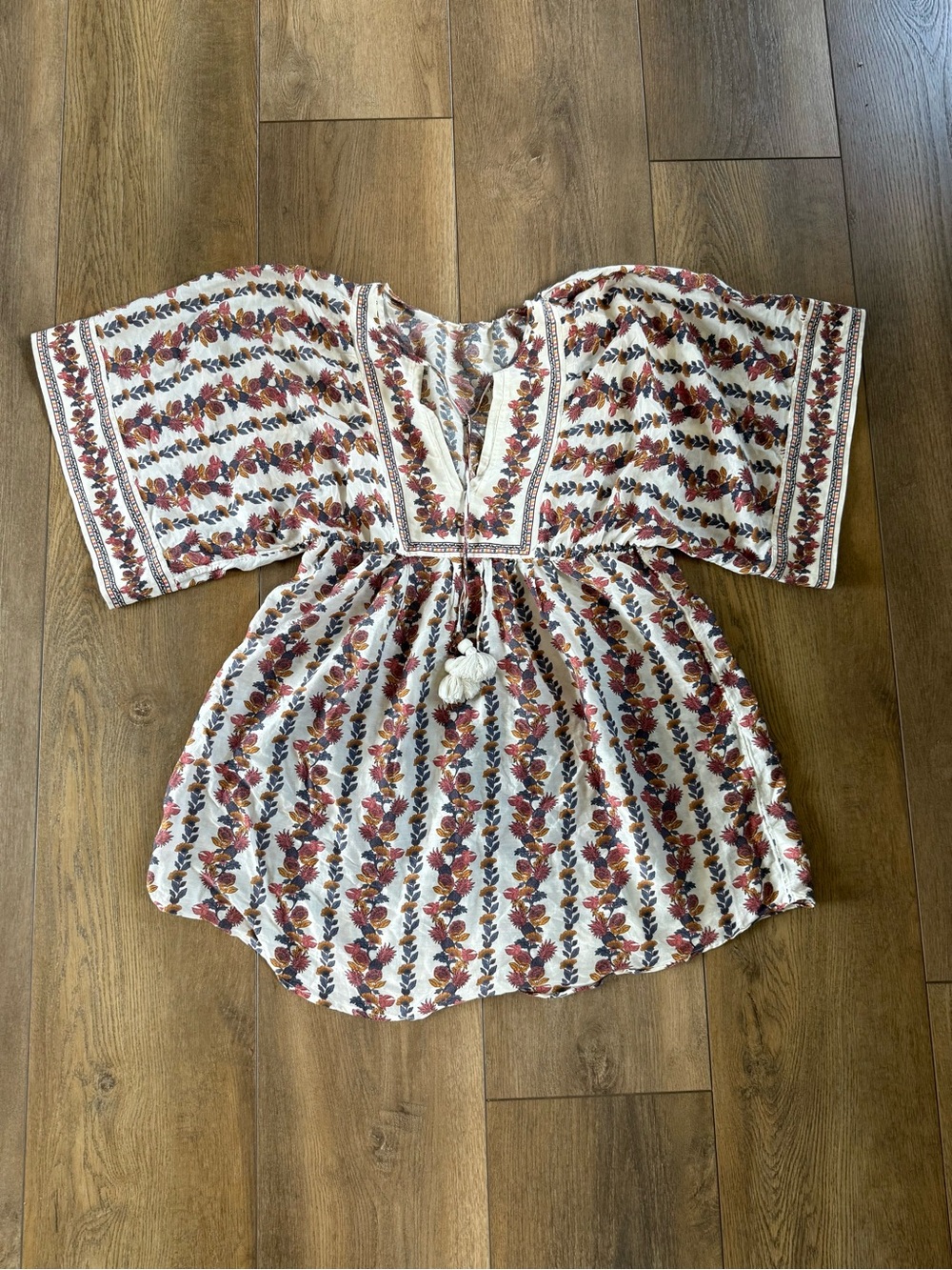 Tory Burch Cream Floral-Print Cotton Swim Coverup